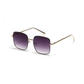 Square gold metal sunglasses with gradient purple lenses for women in minimalist style - Gradient Grey