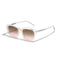 Quadratische TR90 Sonnenbrille in Transparent mit Champagner-Akzenten und braunem Verlauf - Beige