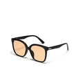 Square oversized sunglasses with black resin frame and amber lenses with silver accents - Black Frame Orange Lens