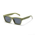Fashionable oversized avocado green square frame sunglasses with dark gray lenses - Green Frame Grey Lens