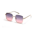 Square metal sunglasses with rose gold frame and purple to pink gradient lenses - Grey Pink