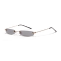 Retro rimless sunglasses with small grey oval lenses and thin gold metal frames - Gray