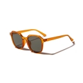 Classic transparent orange square sunglasses with dark grey lenses and retro frame - Orange Frame Dark Green Lens
