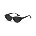 Vintage cat-eye sunglasses in black with gold rivet accents and dark lenses - Bright Black / Gray