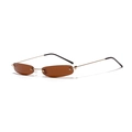 Retro Y2K randlose ovale Sonnenbrille mit braunen Gläsern und schmalem Goldrahmen - Braun