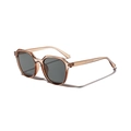 Translucent amber square sunglasses with dark grey lenses and slim temples - Light Tea