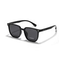 Gafas de sol polarizadas cuadradas de TR90 negras para hombre con elegantes remaches - Negro Brillante / Gris