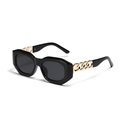 Gafas de sol retro cuadradas negras con patillas de cadena metálica dorada mujer - Negro Brillante / Gris