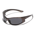 Y2K wraparound sports sunglasses in metallic bronze with silver star details on temples - Gunmetal