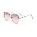 Occhiali da sole oversize in metallo con lenti sfumate rosa e montatura dorata - Sfumatura da viola a rosa