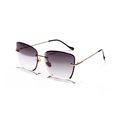 Rimless oversized square sunglasses for women with purple gradient lenses and gold metal frames - Gradient Grey