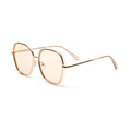 Occhiali da sole vintage geometrici con montatura dorata e lenti ambra, vista angolare - Champagne