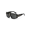 Gafas de sol retro de gran tamaño con montura negra y detalles de metal dorado - Negro Brillante / Gris