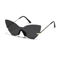 Chic rimless butterfly cat-eye sunglasses with gradient lenses and gold metal temples - All Grey