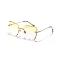 Rimless oversized sunglasses featuring yellow gradient lenses and gold metal frames - Yellow