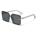 Classic oversized square sunglasses with dark grey resin frames and golden accents - Smoke Gray
