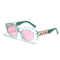 Gafas de sol vintage de moda con montura verde azulado transparente y cristales rosas - Verde Translúcido Rosa