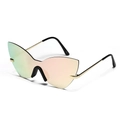 Fashionable rimless butterfly cat-eye sunglasses with gradient iridescent pink lenses - Pink Mirror