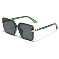 Translucent dark green square sunglasses with grey lenses and gold metal accents - Green Frame Grey Lens