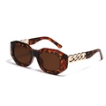 Retro square tortoiseshell sunglasses with distinctive gold chain temples and brown lenses - Tortoise Tea Lens