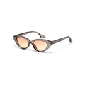 Translucent gray cat eye sunglasses with orange gradient lenses and rivet detail - Grey Frame Orange Lens