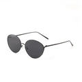 Occhiali da sole ovali retro punk con montatura in metallo nero minimalista unisex - Montatura Nera Lenti Grigie