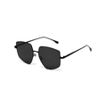 Lunettes de soleil hexagonales modernes avec monture en métal et verres foncés élégants - Monture Noire Verres Gris