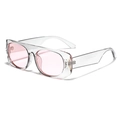 Y2K futuristic large square sunglasses with transparent frames and light pink lenses - Smoke Gray