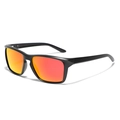 Occhiali da sole polarizzati TR90 nero opaco con lenti a specchio sfumate rosso-arancio - Rosso Specchiato