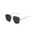 Lunettes de soleil hexagonales oversize avec monture en métal doré et verres noirs - Monture Dorée Verres Gris