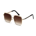 Oversized square sunglasses with golden metal frame and brown gradient lenses - Gradient Tea