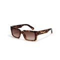Y2K square tortoiseshell sunglasses with brown gradient lenses and golden side rivets - Tortoise