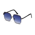 Square metal sunglasses with blue purple gradient lenses and woven texture frame - Gunmetal Blue Lens