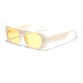 Retro Y2K rectangle sunglasses with ivory white frame and transparent yellow lenses - Cream Frame Yellow Lens