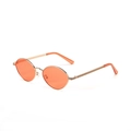Retro-Sonnenbrille in Ovalform mit orangefarbenen Gläsern und schmalem Goldrahmen für Unisex - Orange