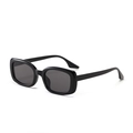 Klassische schwarze Retro-Sonnenbrille mit kleinem rechteckigem Rahmen für Damen und Herren - Glänzendes Schwarz / Grau
