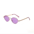 Modische Retro-Oval-Sonnenbrille mit lila Gläsern und goldener Metallfassung - Lila