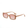 Stylische Vintage-Sonnenbrille mit kleinem quadratischem Rahmen und rosa Verlaufsgläsern - Brauner Rahmen & Rosa Linse