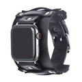 Genuine black leather cuff watch strap with silver studs for Apple Watch accessories - 38/40mm / Black