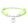 Bracelet en paracorde vert néon avec pendentif cadenas argenté poli et nœuds ajustables - Vert