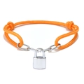 Bracelet tressé orange vif avec un charmant pendentif en forme de cadenas argenté - Orange