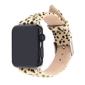 Leopard print pony hair leather strap for Apple Watch with silver stainless steel buckle - Light Yellow 38-40