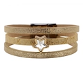 Modisches mehrlagiges Lederarmband in Gold mit Stern-Anhänger und Magnetverschluss - Beige