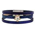 Mehrlagiges Lederarmband in Marineblau mit funkelndem Sternkristall und Magnetverschluss - Blau