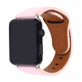 Pink PU leather replacement strap with stitching for smartwatch in white background - Pink 38-40