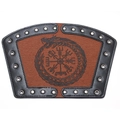 Viking stijl kunstleren armbeschermer met Vegvisir kompas en zilveren klinknagels - Enkel stuk / Bruin