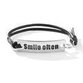 Inspirational leather bracelet with silver 'Smile often' engraved plaque and lobster clasp - Smile Often (#4)