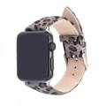 Leopard print real horse hair watch band with silver buckle for smartwatches - 42mm/44mm / Gray