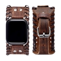Correa de cuero vintage marrón oscuro con almohadilla ancha y remaches iWatch - Estilo de Mujer / 38/40mm / Marrón