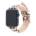 Leopard print horsehair watch band with silver buckle for smartwatches - 42mm/44mm / White